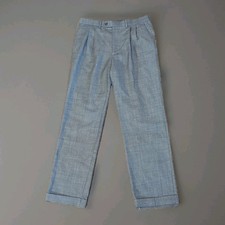 Chaps Men's Dress Pants 34x32 Gray, Pleated Front, Cuffed, 100% Wool 