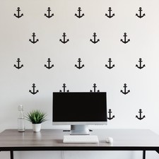 Set of 25 Anchor Pattern - Black 4.5" x 4" Wall Art Decal Vinyl Sticker