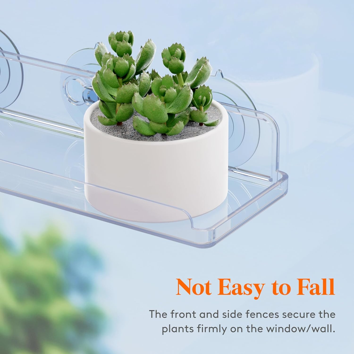 2-Pack Acrylic Window Plant Shelves, 14.6 x 3.6 inch, Suction Cup Sill Extender