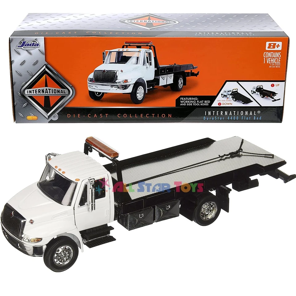 JADA 34040 INTERNATIONAL DURASTAR 4400 FLAT BED TOW TRUCK 1/24 DIECAST MODEL - Image 2 of 4