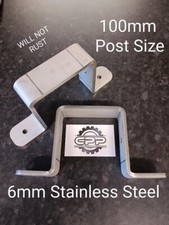 Wood Fence Post Fixing Brackets 100x100mm Wooden Post to Wall Stainless Steel 4"