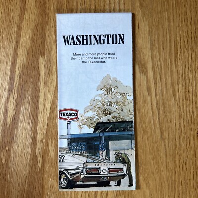 Texaco Map Washington Seattle Spokane Tacoma Vancouver 1973 Gas Oil Advertising