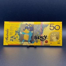 DAD Australian $50 Dollars Bluey 24kt .999 Gold Foil Banknote - Commemorative
