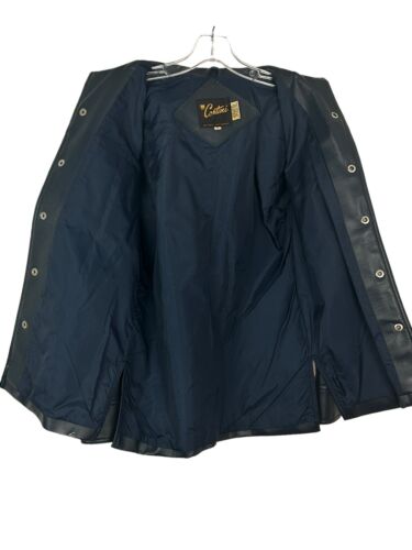VTG Cortini 1970s Vegan Leather Blue PVC Jacket Men's SMALL Disco Faux Vinyl - Picture 4 of 9