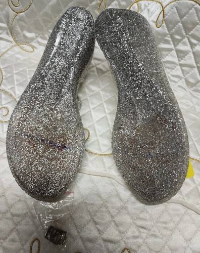 Womens Mary Jane Shoes Jellies Glitter Vinyl Cut Out 2" Heel US 8.5-9 9.5" XINZL - Picture 5 of 15