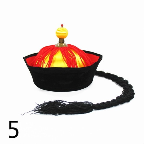 Men Chinaman Hat Dragon Qing Dynasty Emperor Tang Cap China Fancy Dress Retro - Picture 6 of 25