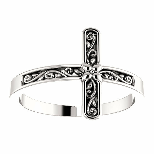 Sideways Cross Ring In 14K White Gold | eBay