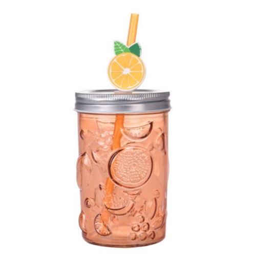 Glass Drinking Jam Jar Cocktail Glasses Juice Drink Party With Straw & Lid 500ml - 第 3/11 張圖片