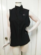 Women's Mizuno Windbreaker Black Grey Full Zip Athletic Jacket Size Medium 