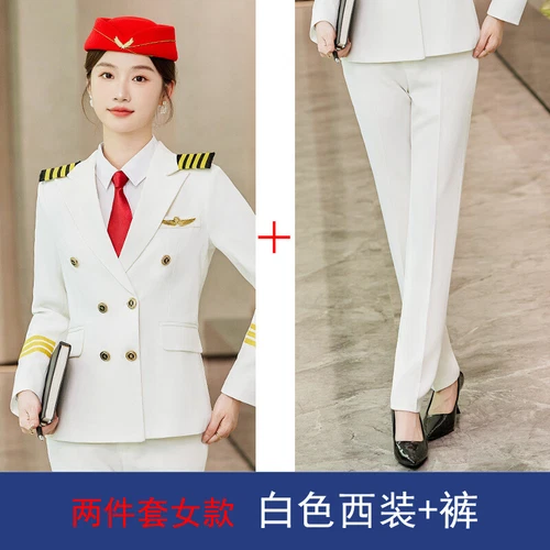 Herren Damen Pilot Fluggesellschaft Kapitän Uniform Anzug Jacke Hose Flieger Arbeit Kostüm - Bild 12 von 40