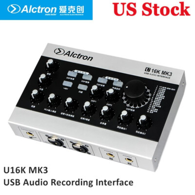 Alctron U16K MK3 USB Audio Recording Interface External USB Sound Card for Live 