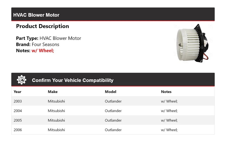 Мотор вентилятора для Mitsubishi Outlander 2003-2006 годов выпуска 4 сезона 2004 2005 - Изображение 2 из 4