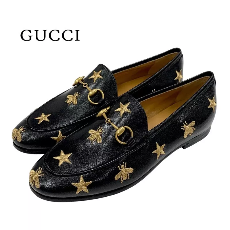 Mocassins GUCCI Horsebit Star Bee taille 35 22 cm cuir couleur noir or avec boîte d'occasion