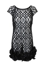 Jessica Simpson Black Ruffle Bottom Cap Sleeve Lattice Dress 10