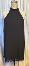 Lulus Blk Sleeveless Crepe Chiffon /Lace Short Dress Sz S Pre-owned