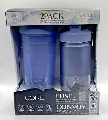 Kern Küche 2er Pack Sicherung Kunststoff Shaker und Konvoi Edelstahl Flasche blau
