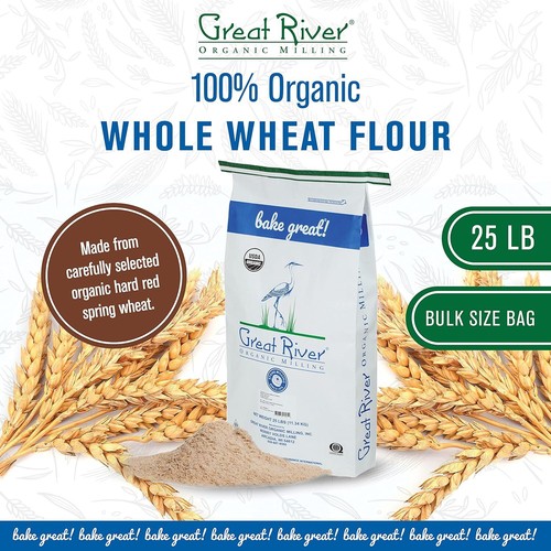 US NEW Great River Organic Milling Organic Whole Wheat Flour 25-pounds Pack of 1 - Picture 4 of 7