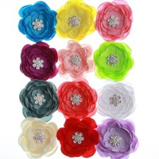 9.5CM Skin Burning Fancy Hair Flowers With Rhinestone Embellishment For Headband