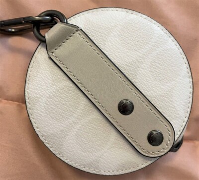COACH 'Round Hybrid' Zipper Pouch / Case Signature Canvas Chalk
