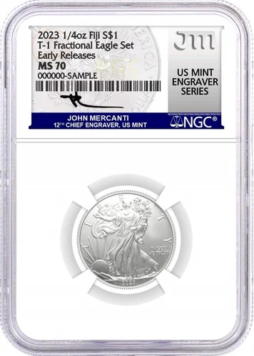 2023 Fiji 1/4 oz Type 1 Silver Eagle NGC MS70 Early Releases Mercanti Signature