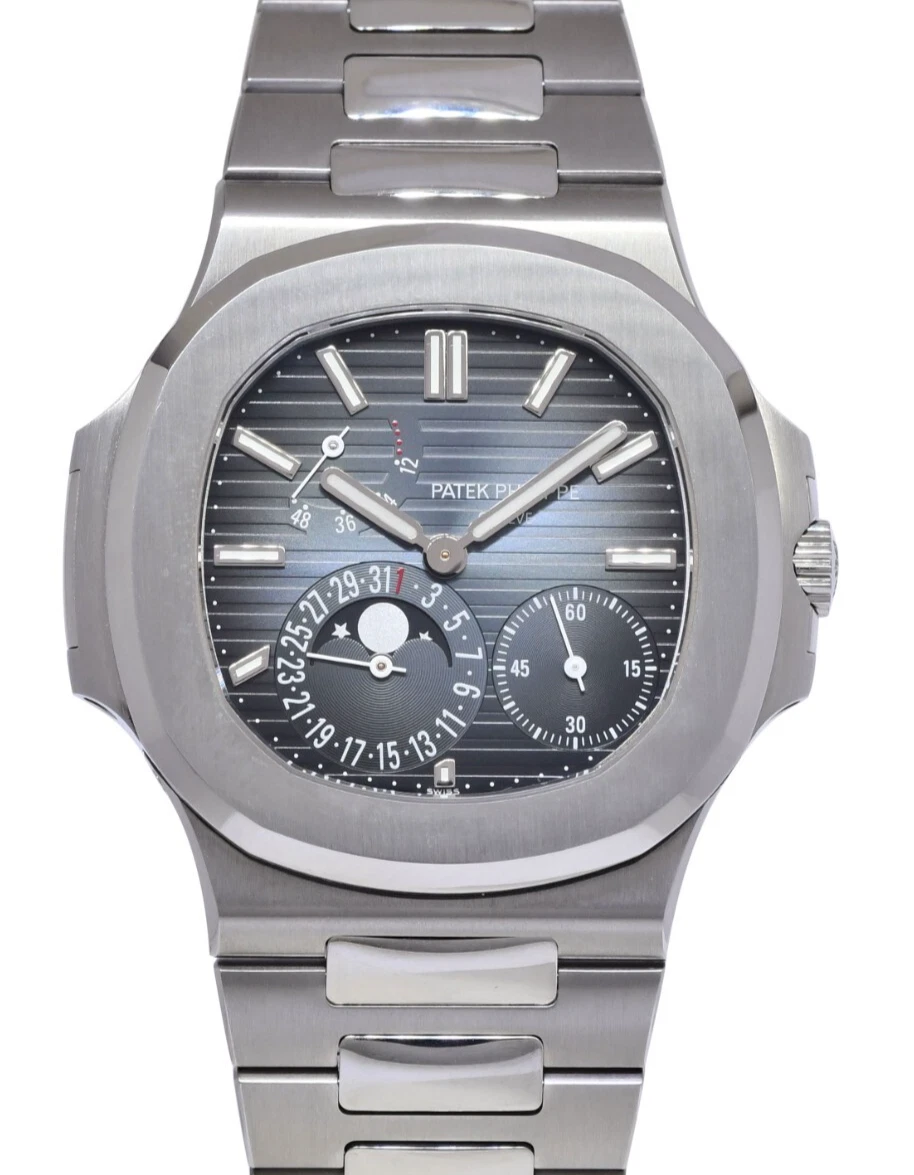 Patek Philippe — Patek Philippe Nautilus Complications Steel Blue Dial 40mm Watch B/P '19 5712/1A