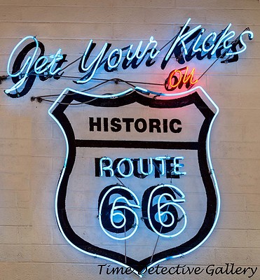 Get Your Kicks on Route 66 Neon Sign, Amarillo, Texas - Color Photo Print