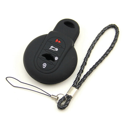 Black Silicone Case Cover For BMW Mini Cooper Remote Smart Key 4 Buttons MIN4BK