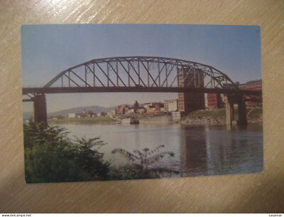 Charleston West Virginia South Side Bridge Skyline Kanawha River Postcard USA