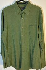 Banana Republic Shirt Mens Size L Green Plaid Tech Stretch Slim Flex Fit