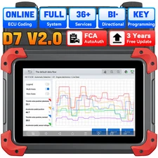 XTOOL D7 V2.0 Auto Full System Scan Tool Bidirectional OBD2 Scanner Key Program