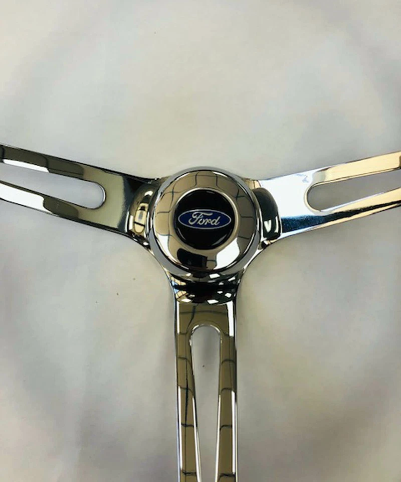 1967-1974 Bronco 1967 F100 F250 Steering Wheel 15" Black Foam on Chrome Spokes - Image 2 of 4