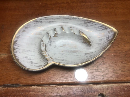 Vintage Haeger 22k Gold Seashell Ashtray 8” #165