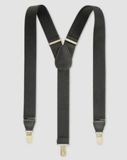  75 Club Room Men's Black Solid Elastic Stretch Suspenders Clip End Braces