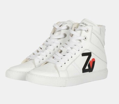NIB Zadig & Voltaire ZV1747 High Flash Sneakers in White Size EU