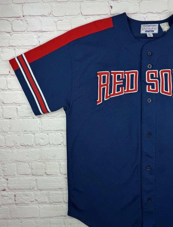 Винтажная бейсбольная футболка 90-х Nomar Garciaparra Boston Red Sox с нашивкой размер XL синяя - Изображение 3 из 4