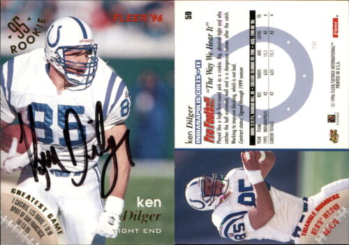Ken Dilger Signed 1996 Fleer #59 Card Indianapolis Colts Auto AU - Photo 1 sur 1