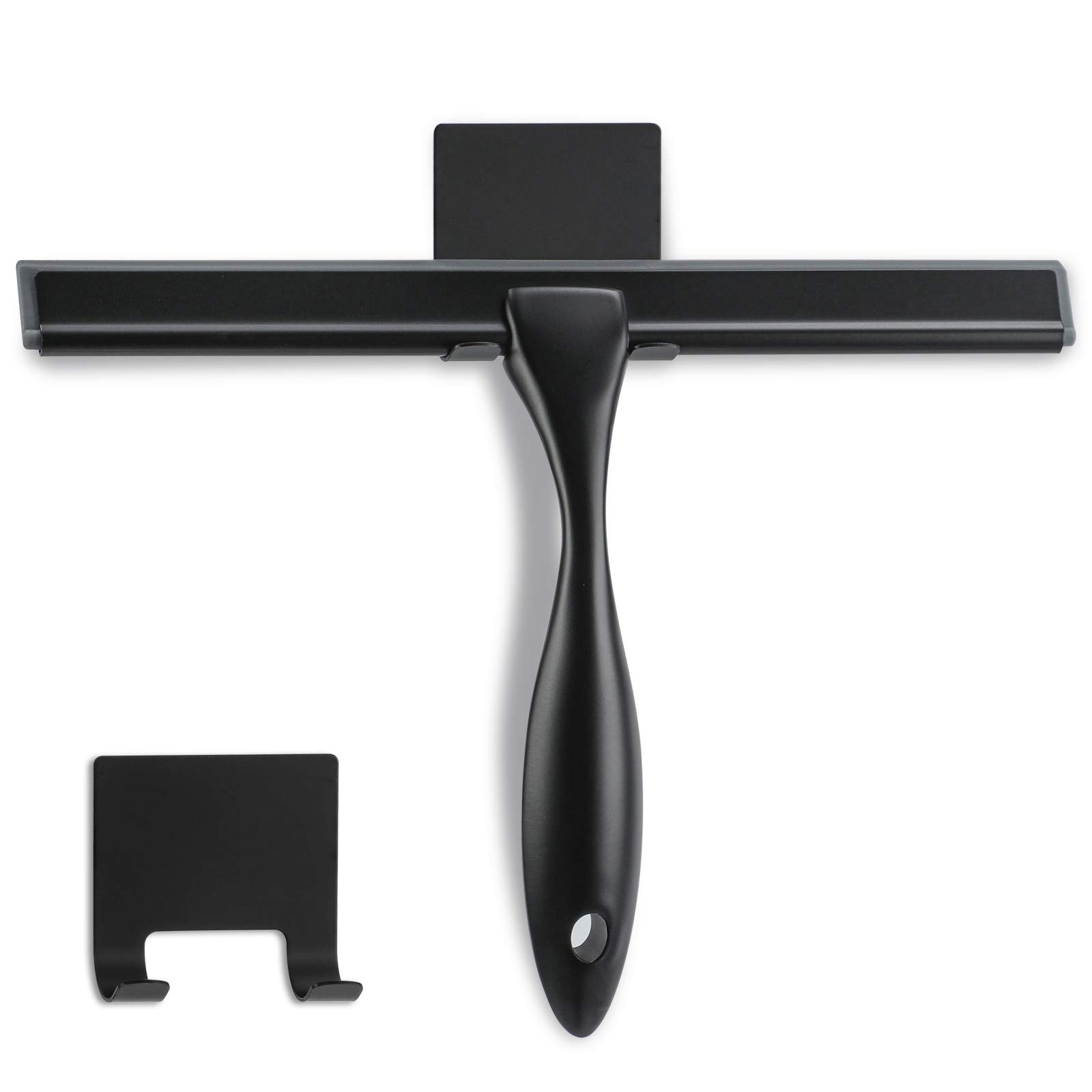 Shower Squeegee, 10-Inch Matte Black All-Purpose Stainless Steel Squeegee for