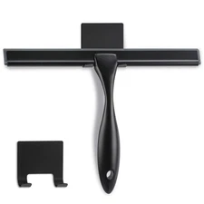 Shower Squeegee, 10-Inch Matte Black All-Purpose Stainless Steel Squeegee for