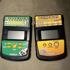 Set Of 2 Radica Handheld Electronic Games Blackjack And 3-Line Slot TESTED
