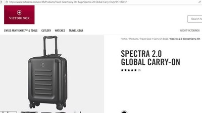 Pre owed Victorinox black hard shell carry on 4 wheel spinner 21''