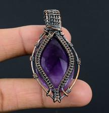 Amethyst Handmade Gemstone Copper Wire Wrapped Wonderful Pendant Jewelry