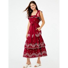 Roller Rabbit Peonia Embroidered Eleanor Midi Dress Size XL