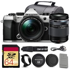 OM SYSTEM OM-5 Mark II Camera 14-150mm Lens Silver Adventure Bundle