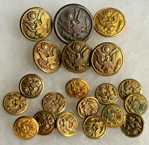 Lot/20 Early Great Seal of America Military Buttons Cuff/Coat 28mm & 17mm