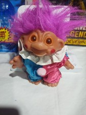 Troll Doll Dam Norfin 3" Clown Blue/Pink Clown Suit Pink Hair 1986