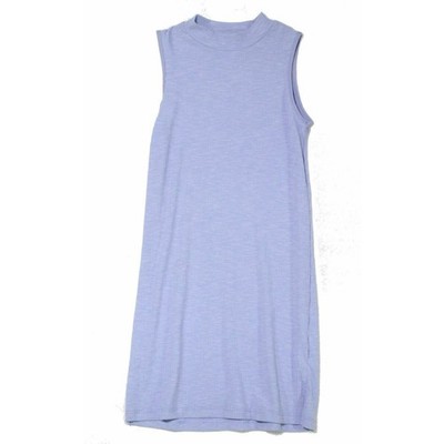 Cotton Emporium Girls Mock Neck Ribbed Knit Shift Dress Blue Medium (8-10)