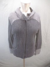 PrAna Size M Womens Gray Hooded Pockets Full Zip Button Casual Comfy Jacket 898