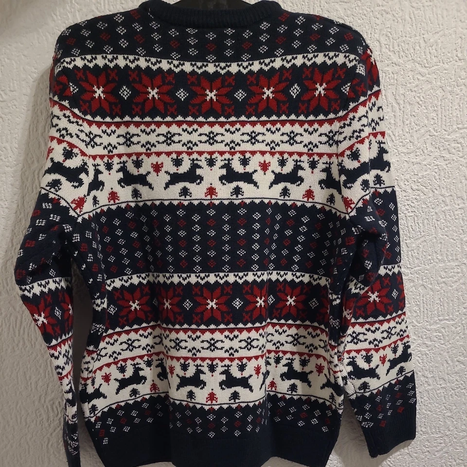 Pullover Weihnachtspullover Gr XL (Gr 50) blau mit Nikolaus von C&A neuwertig - Bild 4 von 4