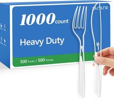 1000 Count Plastic Silverware Heavy Duty -500 Forks, 500 Knives