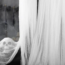 Vellibring 400" x 85" Halloween Creepy Cloth Decoration Large White Spooky Fa...